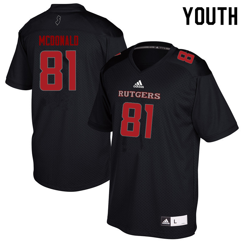 Youth #81 Rich McDonald Rutgers Scarlet Knights College Football Jerseys Sale-Black